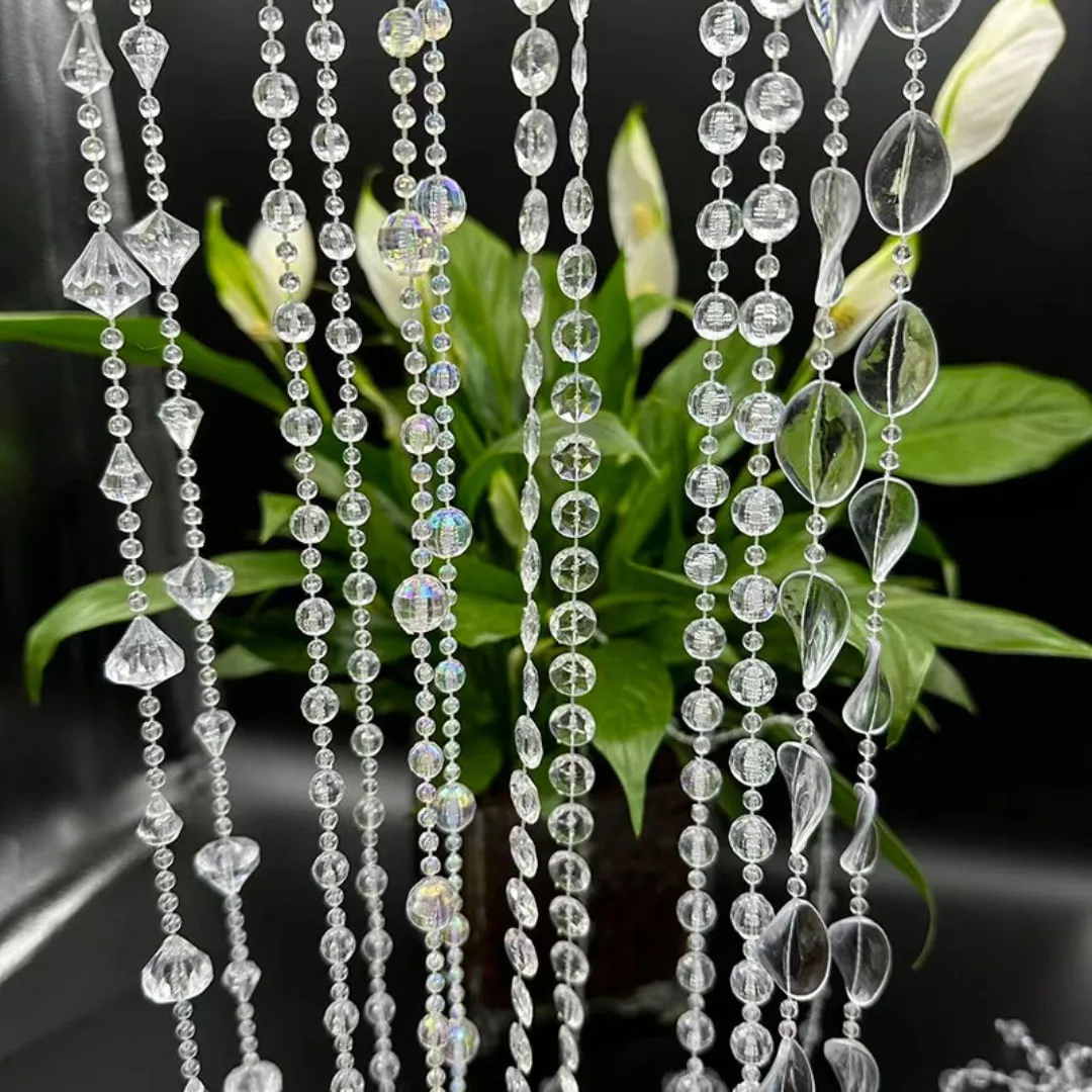 500g Acrylic Crystal Beads DIY Wedding Birthday Party Decor Crystal Garland Strands Chandelier Hanging Bead Chain for Home
