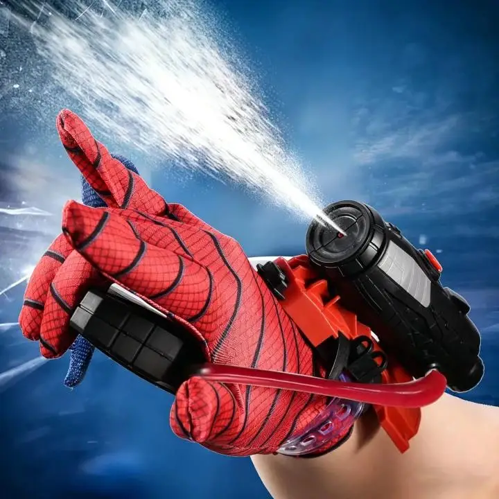 Herren Spinnennetz-Spritzhandschuhe Superhelden-Wassersprühspielzeug mit Handschuh-Handgelenk-Wassersprüher für Erwachsene