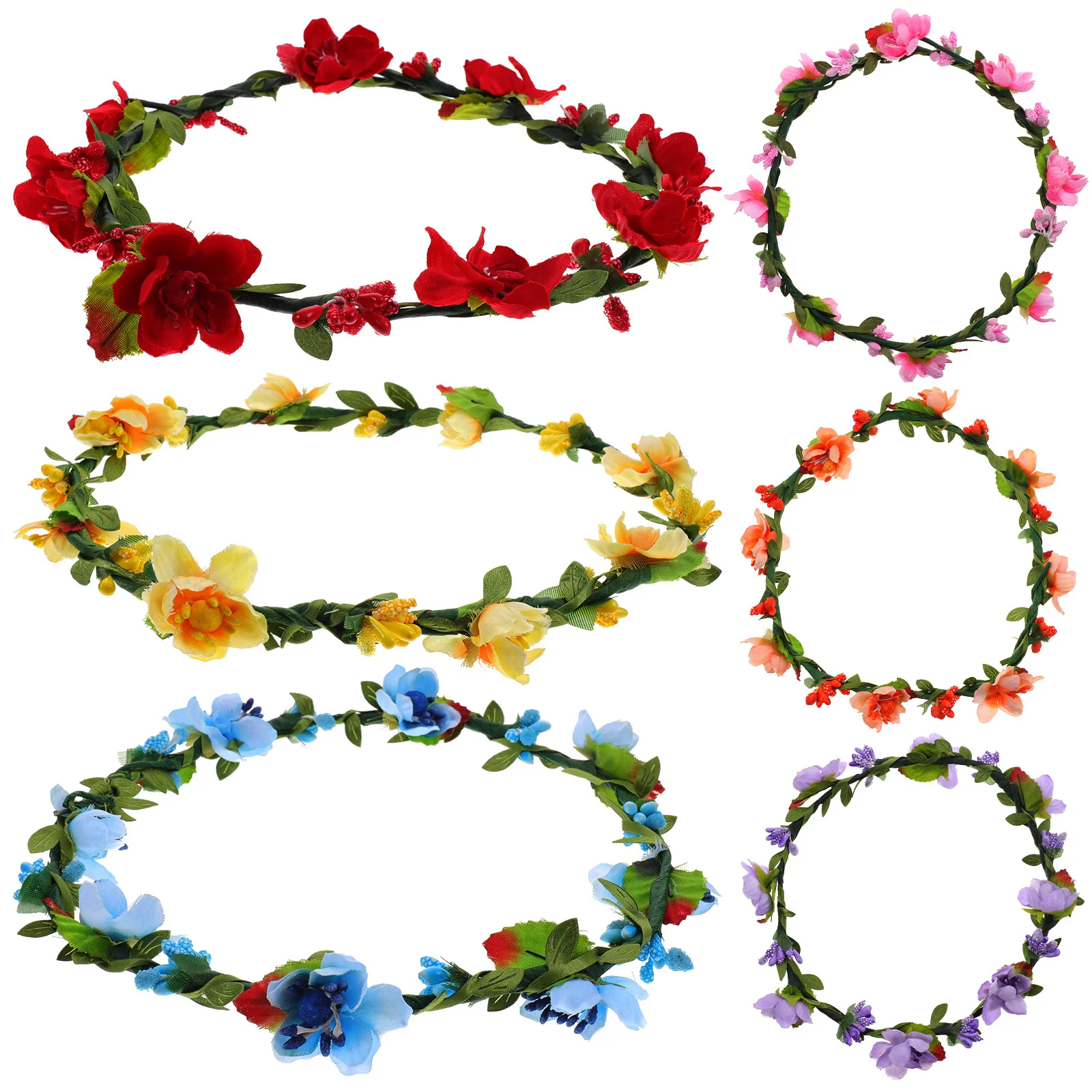 

6Pcs Hair Wreath Floral Crown Headband Elegant Bridal Accessories for Wedding Party Festival Travel Photo