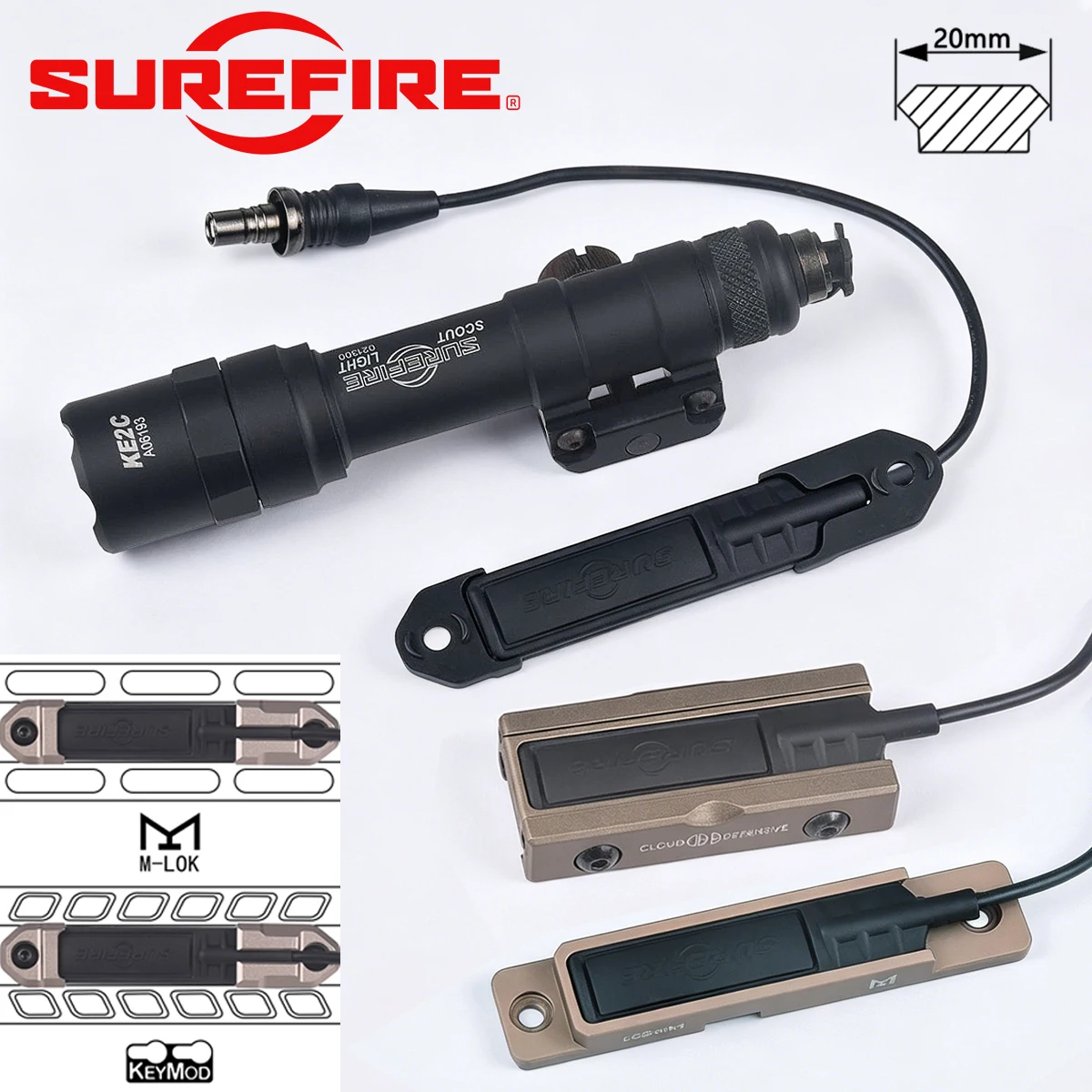 

SUREFIRE M600 M600B Flashlight Tactical M600U LED Light With CNC Pocket Panel Slot Fit MLOK Keymod 20MM Rail Hunting Scout Light