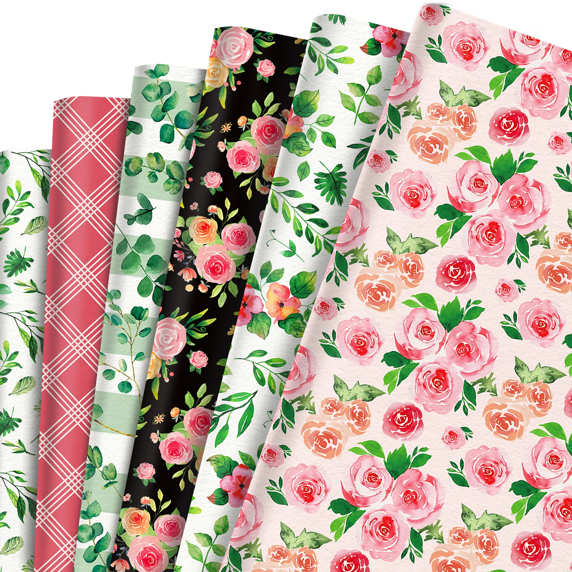 12pcs Eucalyptus Leaves Rose Floral Gift Wrapping Paper Christmas Packaging Papers For Weddings,Birthdays,Holiday Bridal Showers