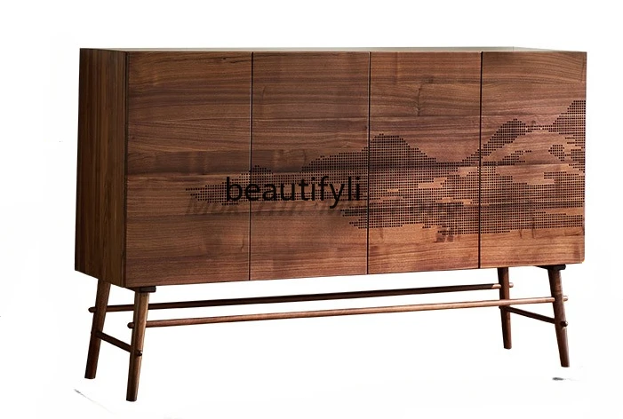 North American black walnut landscape cabinet living room storage high foot dining sideboard modern oak sideboard