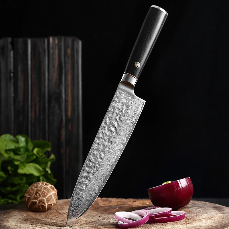 

Professional kitchen knives Meat Cleaver Damascus Japanese Santoku Knife Perfect For Chef Knives Sharp With Wooden handle Knife