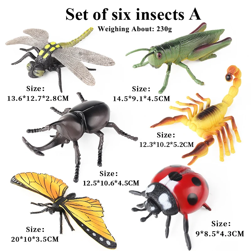 Oenux Nieuwe Insecten Dieren Set Actiefiguren Bos Vlinder Bee Spider Lieveheersbeestje Bidsprinkhaan Model Beeldjes Kinderen Onderwijs Gift Speelgoed