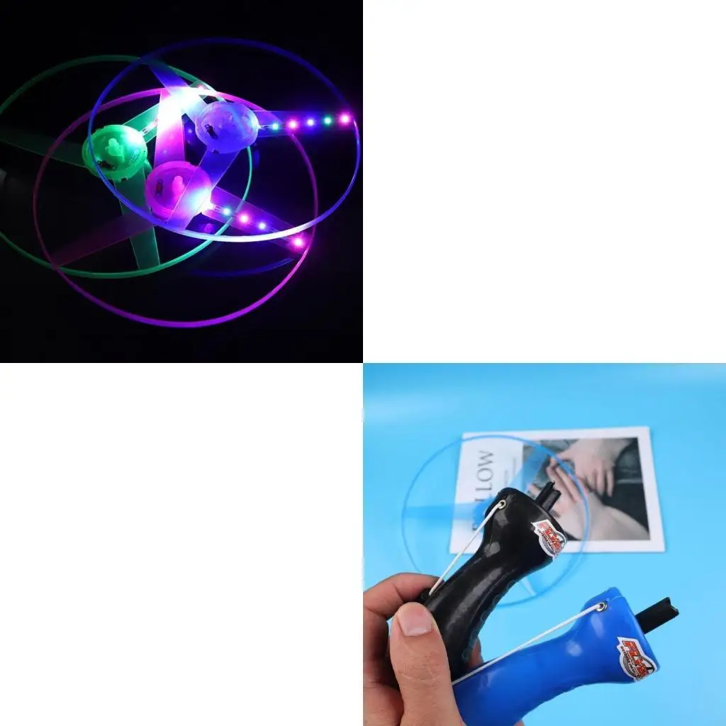  Flying Disc Propeller Outdoor Chasing Luminous Light Interactive Pull String Toy