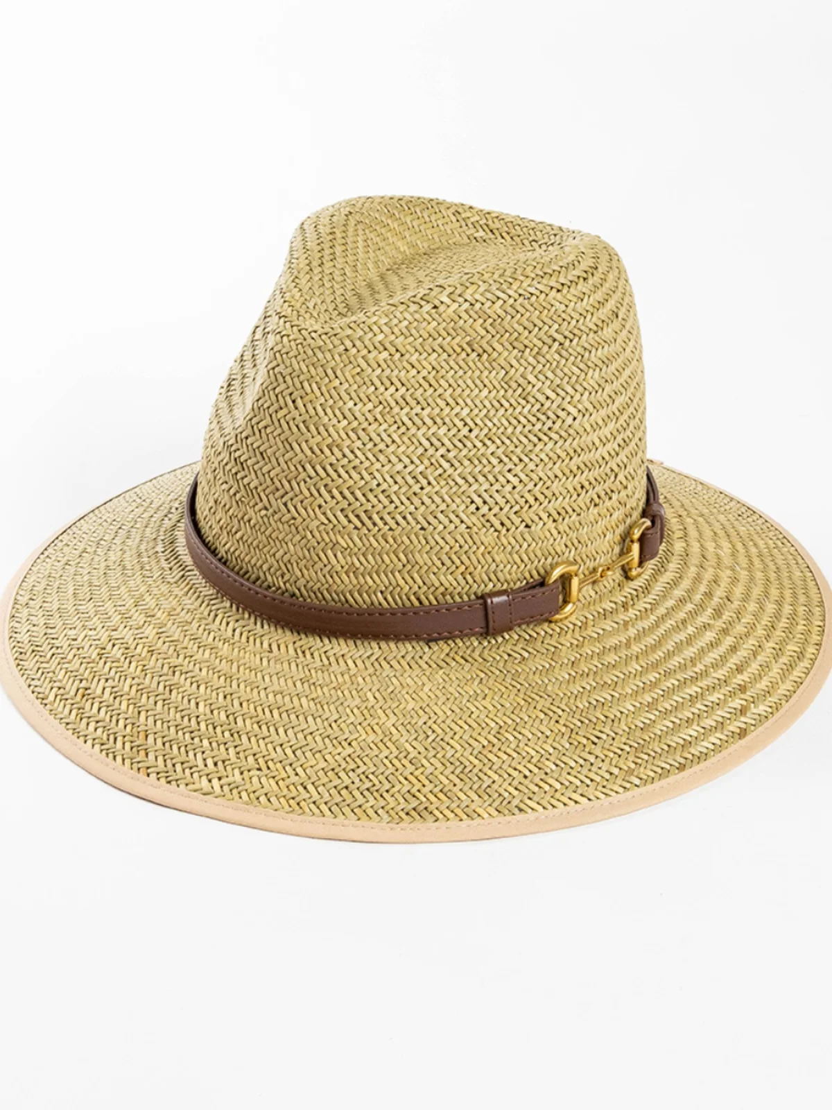 spring-summer-new-fashion-metal-buckle-large-brim-jazz-hat-outdoor-beach-sun-protection-hat-women's-straw-hat-high-top