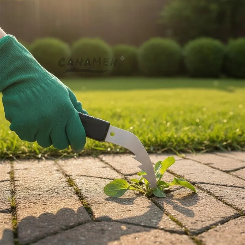 Heavy Duty Garden Weeder L-Shaped Sharp Serrated Tip Easy Grip Crevice Weed Puller Tool for Yard Patio Gap Weed Control