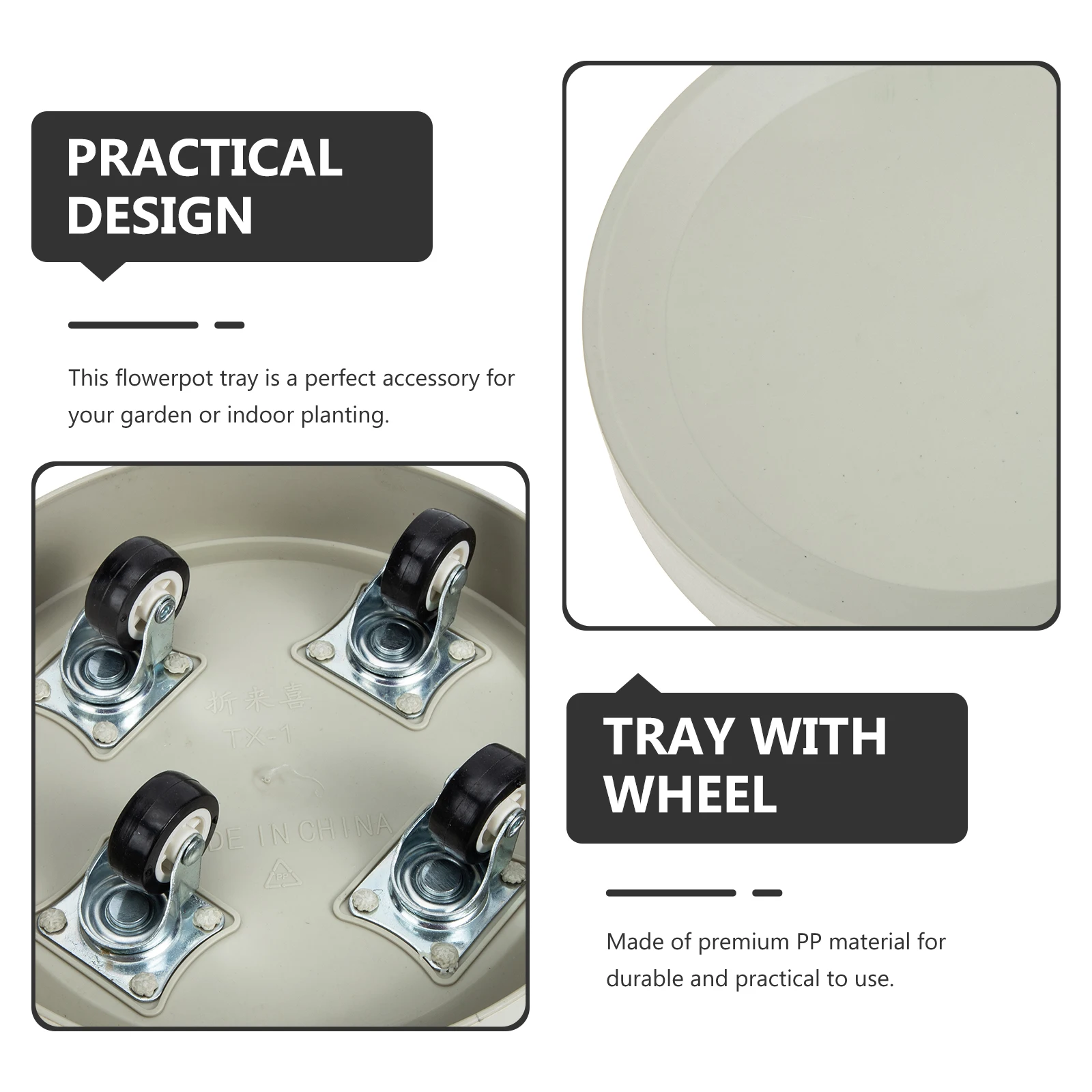

PP Flowerpot Trays with Wheels Durable Plant Pot Water Tray Roller Stand Round Gardening Pot Base Bonsai Water Trays Floor Clean