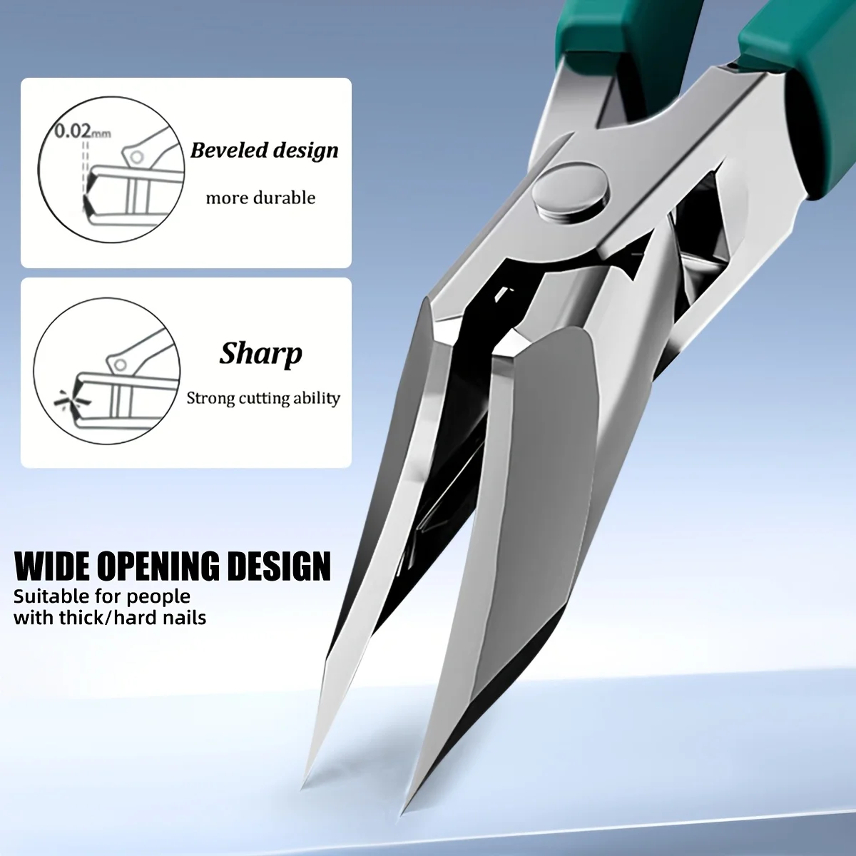 Ergonomic Thick Nail And Toenail Care Tools - Stainless Steel Precision Trimmer, Equipped with Ultra-Fine Angled Blade Design