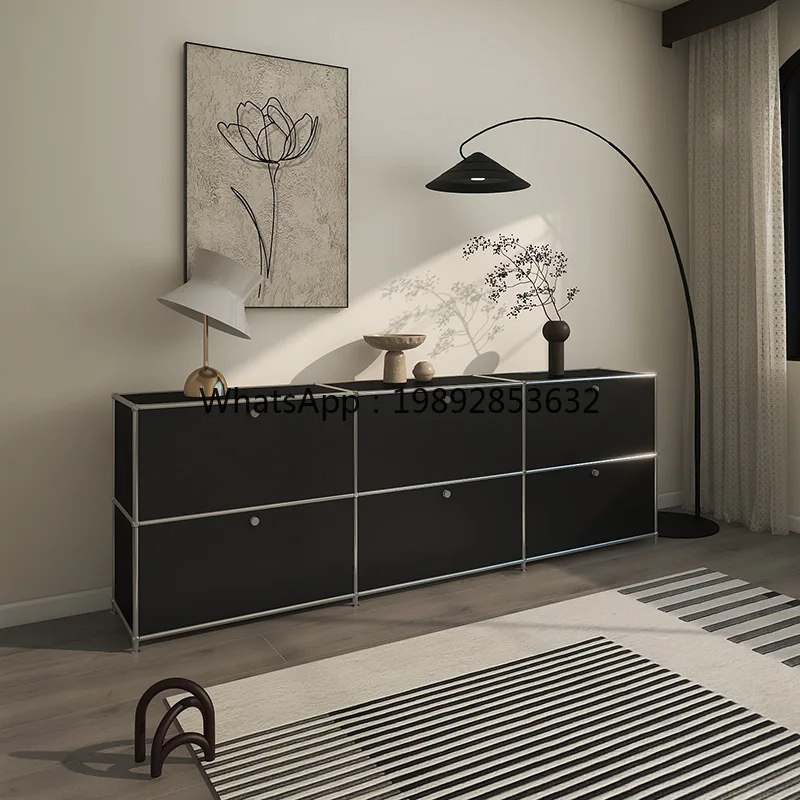 LYY الحديد الفن وحدات خزانة الفولاذ المقاوم للصدأ غرفة المعيشة المنزلي تخزين خزانة جانبية