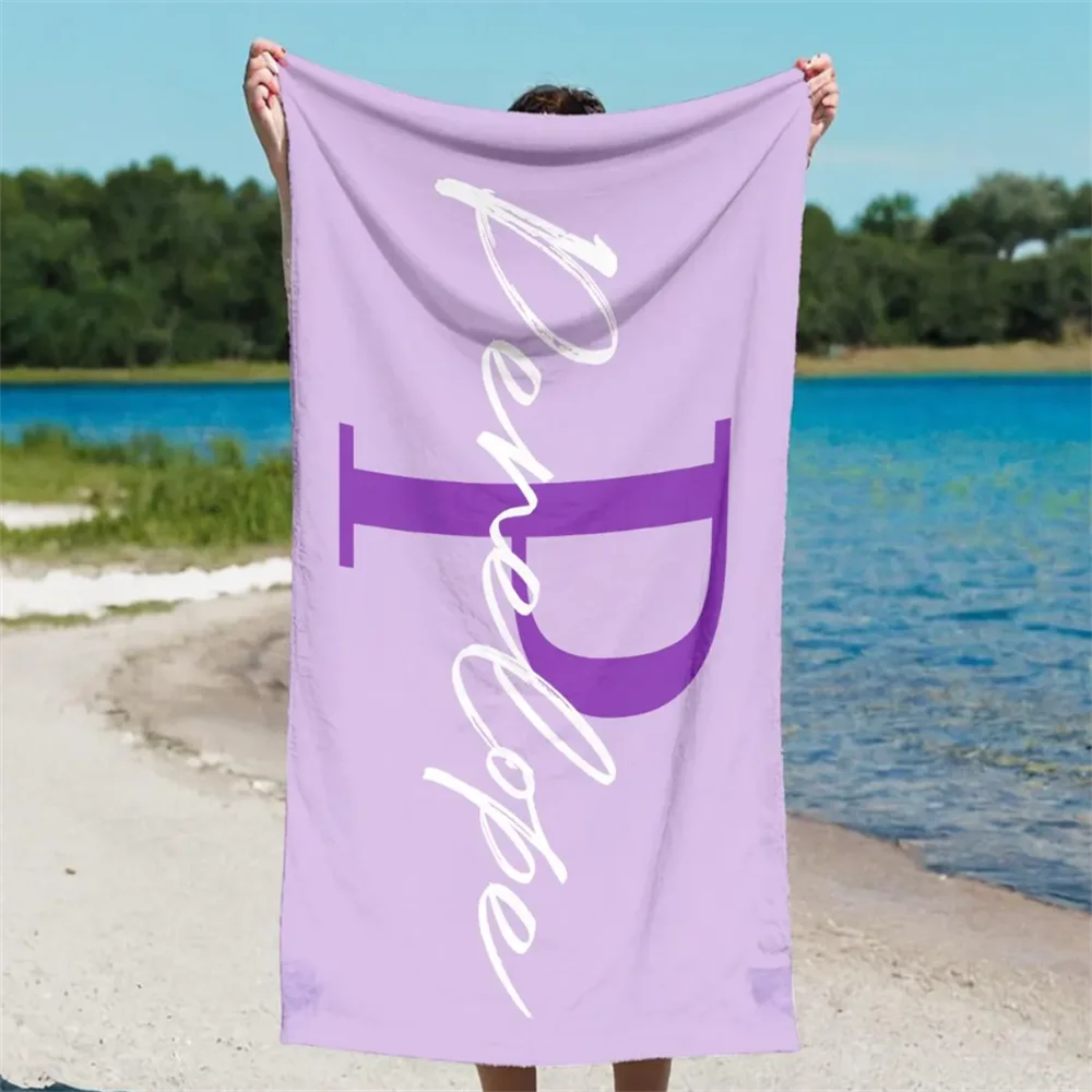 Personalized Name Beach Towel, Oversized Custom Monogram Pool Towel, Signature Beach Towel For Kids, Vacation Gift, Picnic Towel