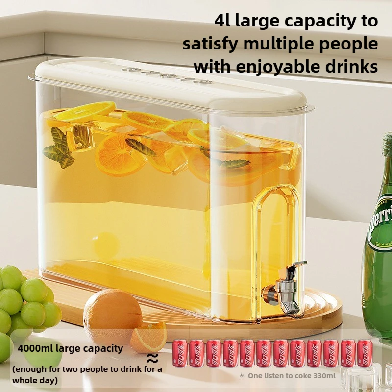 

4L Fridge Water Dispenser Spigot Beverage Bottle for Fridge Parties Daily Use Juice Jug for Kitchen