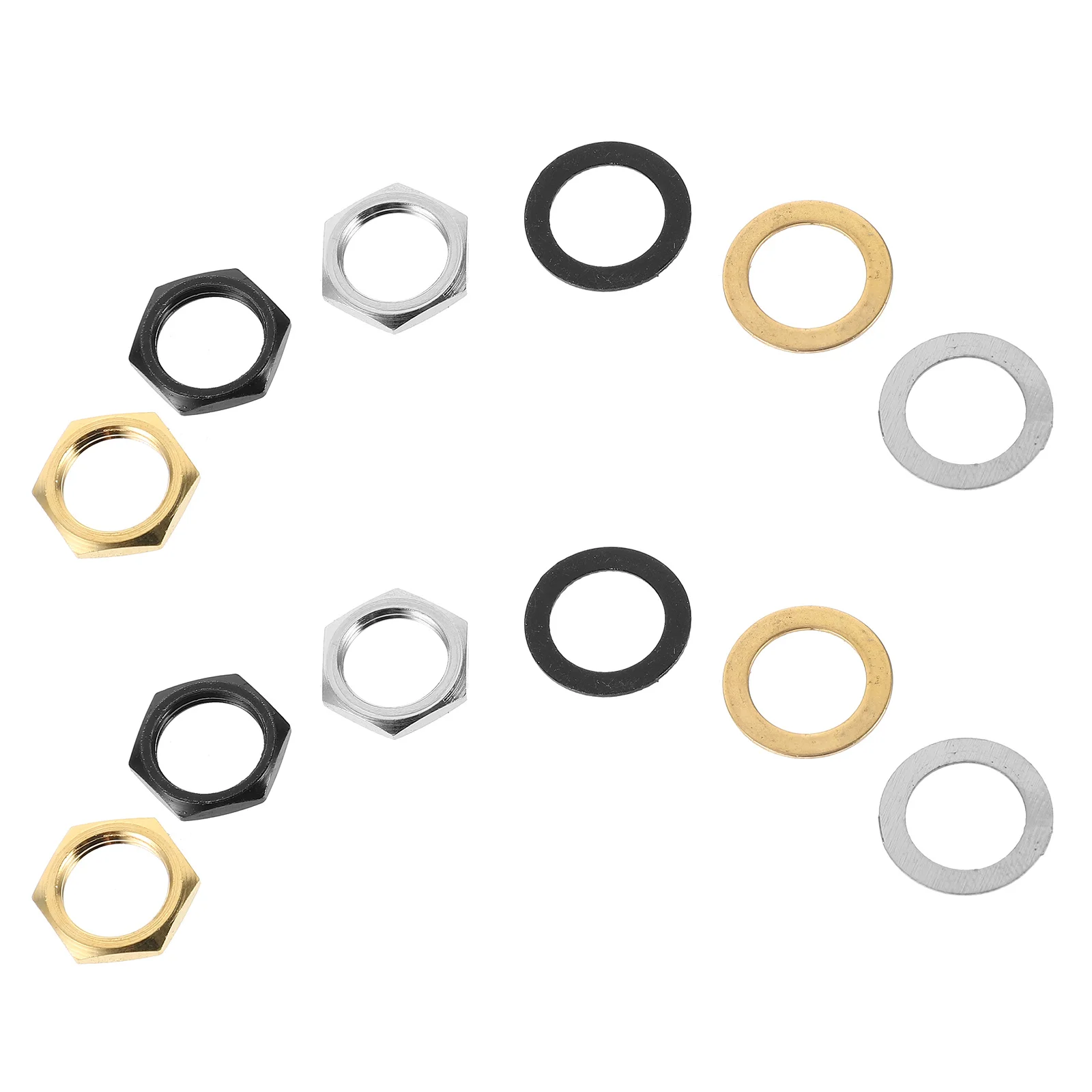 

12Sets Guitar Nut Potentiometer Hex Nut Durable Metal Replacement for Electric Guitar Bass Input Jack Socket Nuts