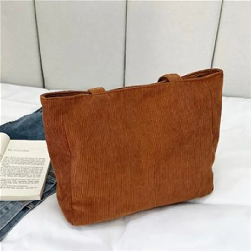 Damen-Cord-Tragetasche, Lässige Große Mode-Unterarmtasche für Ausgehzwecke, Minimalistische Handtaschen Schultertasche – Detail 23