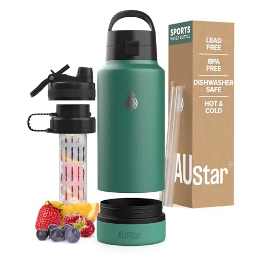 

26oz Sports Insulated Water Bottle with Hidden Storage, Hot and Cold Water Bottle, BPA-free and Lead-Free, with 3 Lid Option an