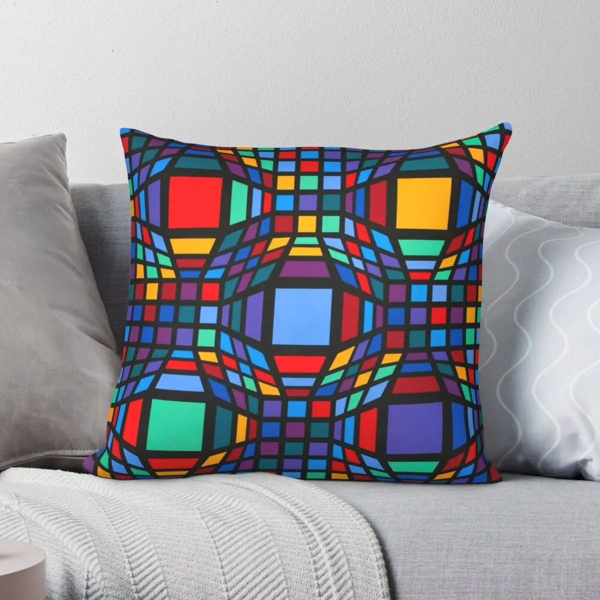 Victor Vasarely Majus Vit Square Pillowcase Polyester Linen Velvet Printed Zip Decor Pillow Case Car Cushion Cover