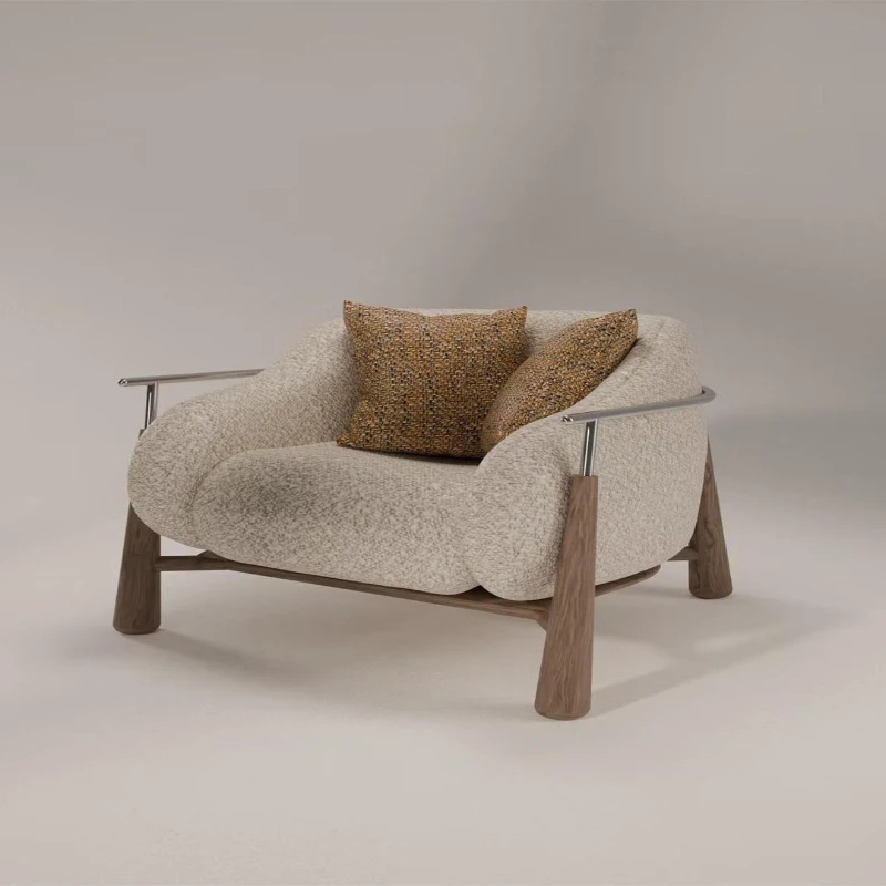 

Medieval solid wood sofa chair living room bedroom single sofa chair