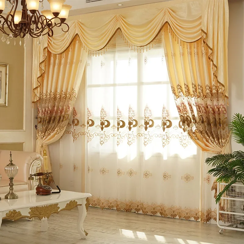 Luxury Embroidery Curtains Valance Tulle Custom Size Decorate Use for Living Dining Room Bedroom Study Balcony Various Windows