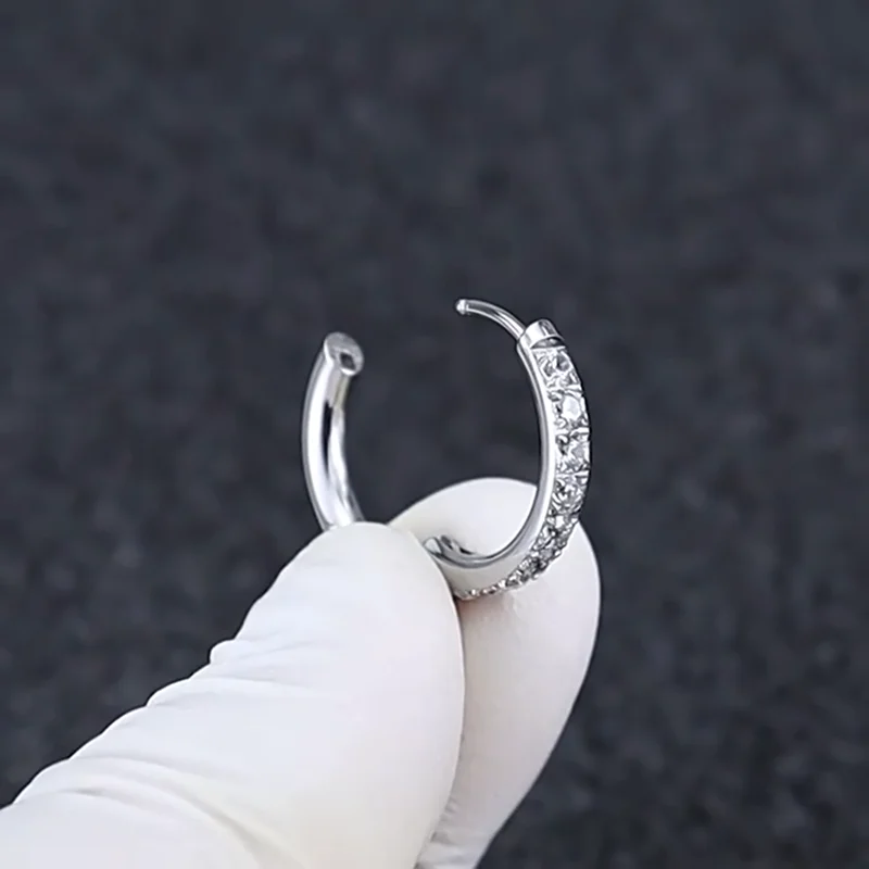 20897 Stainless Steel Zircon Earrings Mini Line 1.6/2/2.5mm High Polished Earring Accessories Minimalist Style Size 8/10/12mm