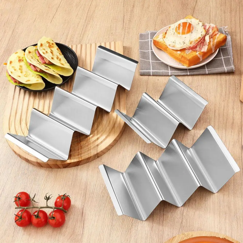 Stainless Steel Taco Tortilla Holder Stand 2/3/4-Slot Burrito Rack for Kitchen Heavy-Duty Pancake Display Stand Space-Saving Tac