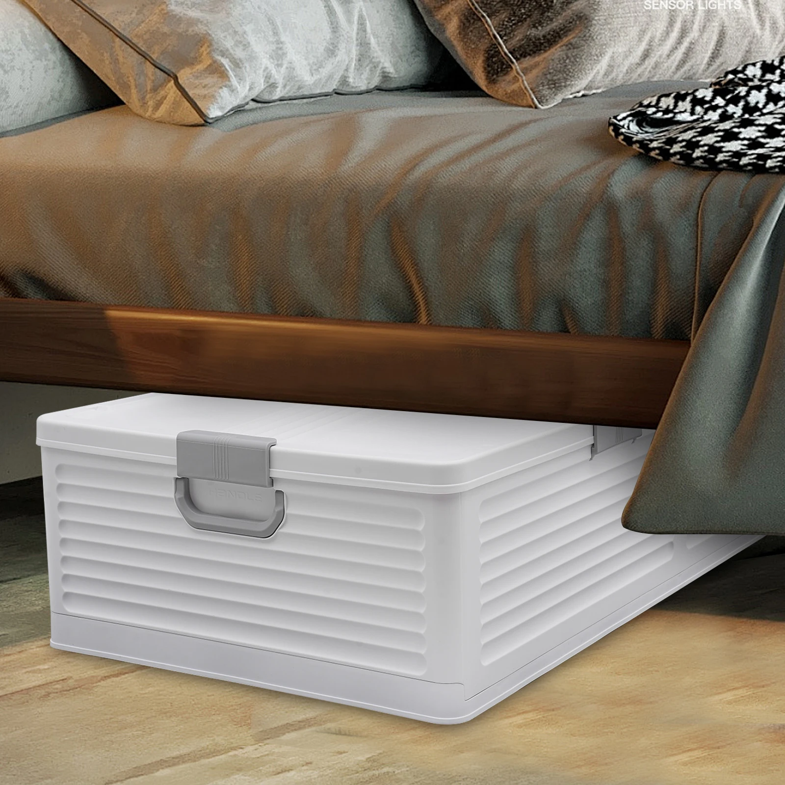 Unterbett-Aufbewahrungsbox mit Rollen & Deckeln 101*51,5*24cm Faltbarer Organizer 6 Verriegelungsschnallen Staubdicht für Decken Kleidung Spielzeug – Detail 13