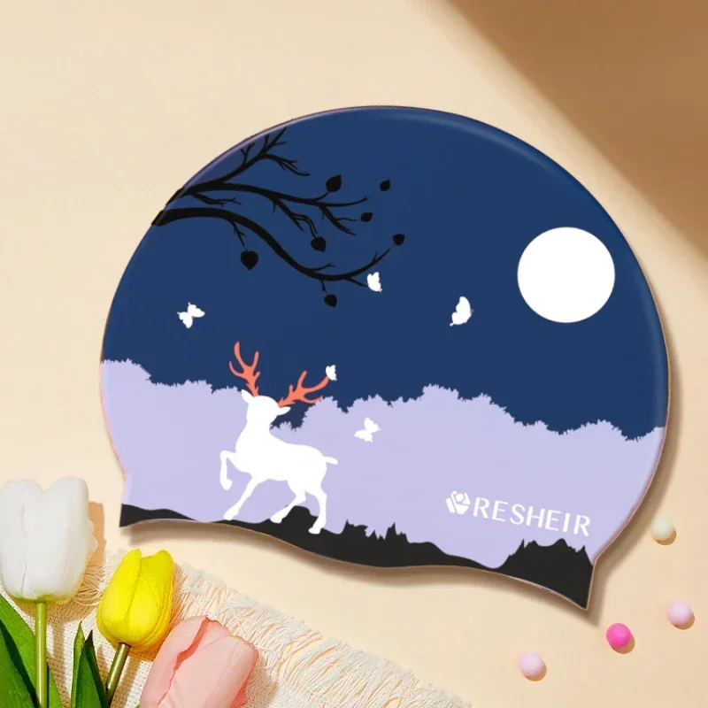 

Детские силиконовые шапочки для плавания, большой размер, длинные волосы, защита ушей для мальчиков и девочек, милая шапочка для плавания с героями мультфильмов, аксессуары для бассейна