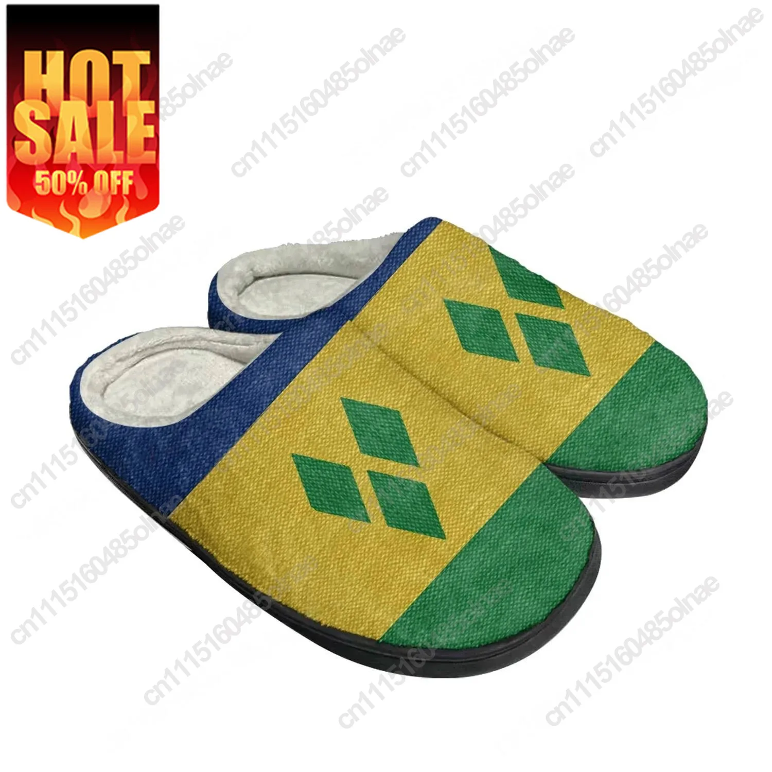 Saint Vincent And The Grenadines Flag Home Cotton Custom Slippers Mens Womens Sandals Bedroom Keep Warm Shoes Thermal Slipper