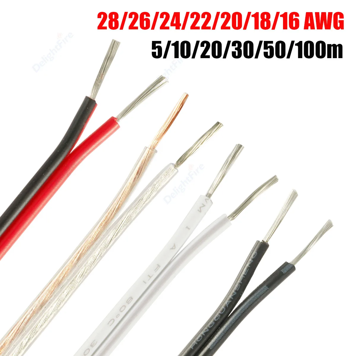 2 Pin LED Wire 12V Electrical Cable Auto Strand Extension Cables For SMD LED Strip Bulb Lamps Speakers Car Battery JST Connector