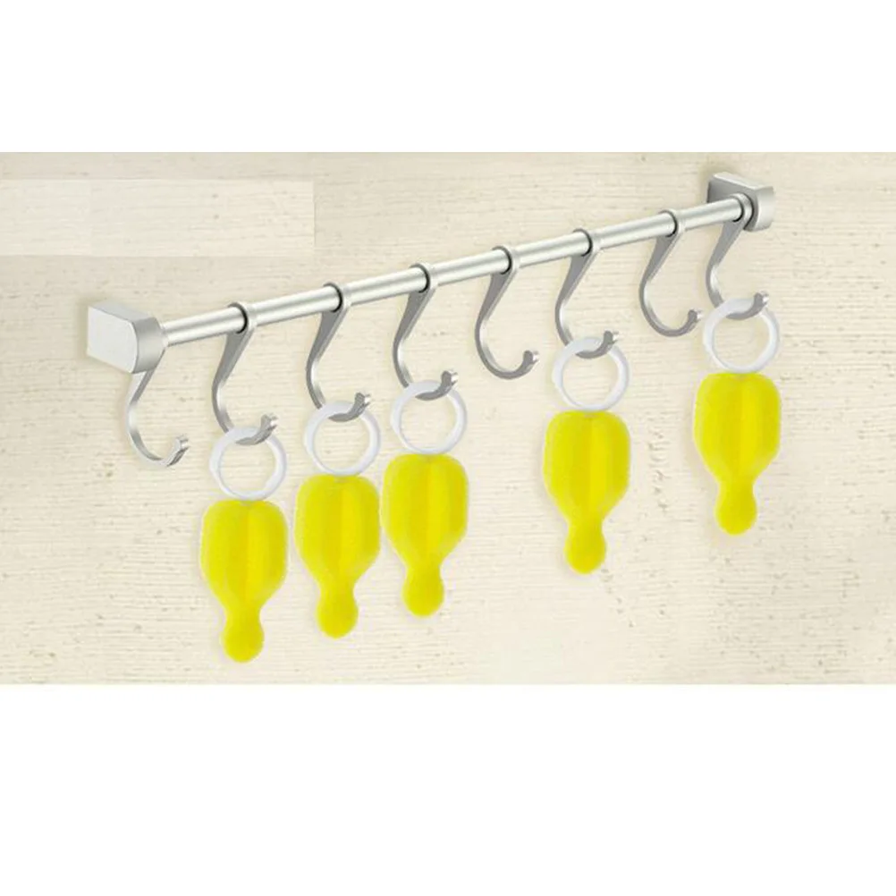 20개 아기 젖꼭지 청소 브러시 ​​스펀지 부드럽고 흡수성이 뛰어나고 접근하기 어려운 지역에 사용 가능 가정용 야외용 노란색