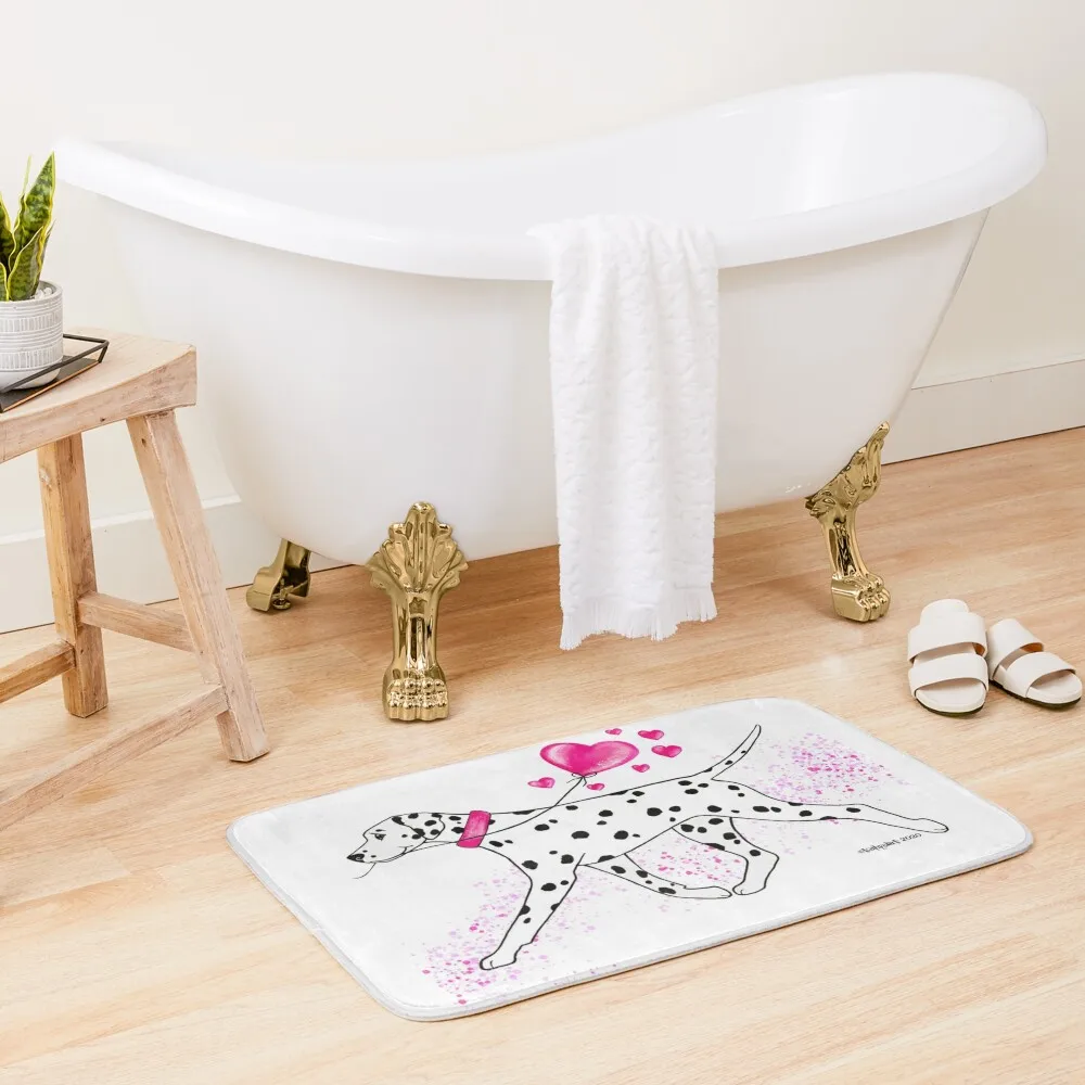 

Dalmatian and Hearts Bath Mat Kitchen Carpet Anti-Slip Carpet Mat