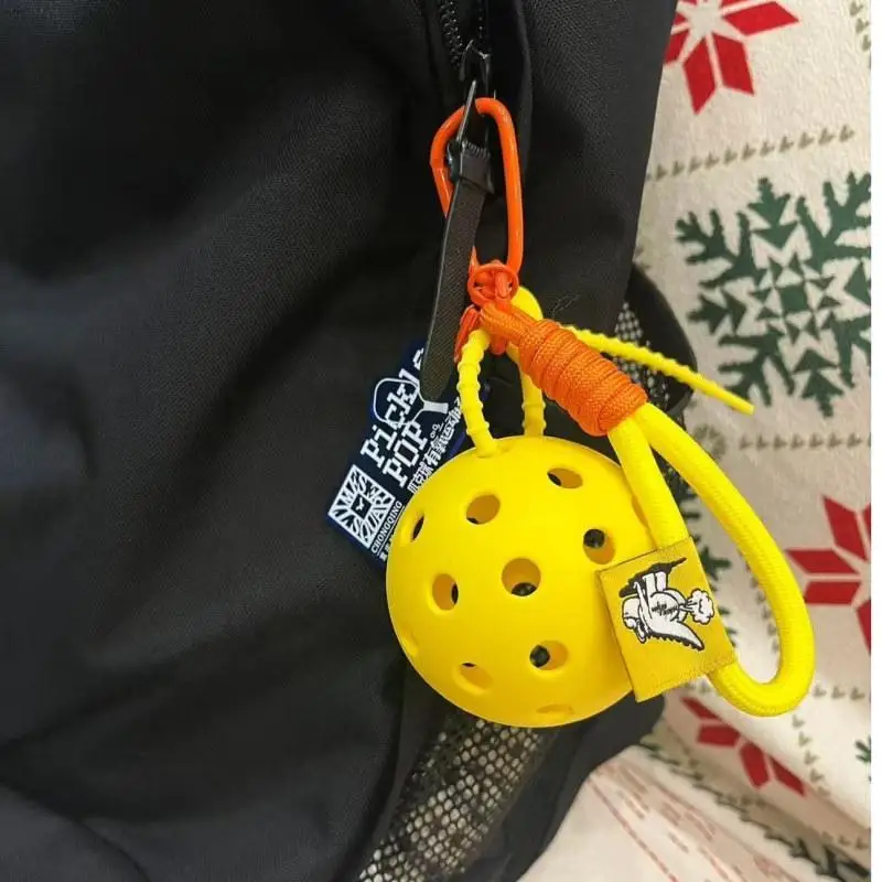 Mini Pickleball Keychain Fun Pendant Bright Color Decor for Car Key Backpack Pickleball Lover Travel Bag Decor Souvenir Gift