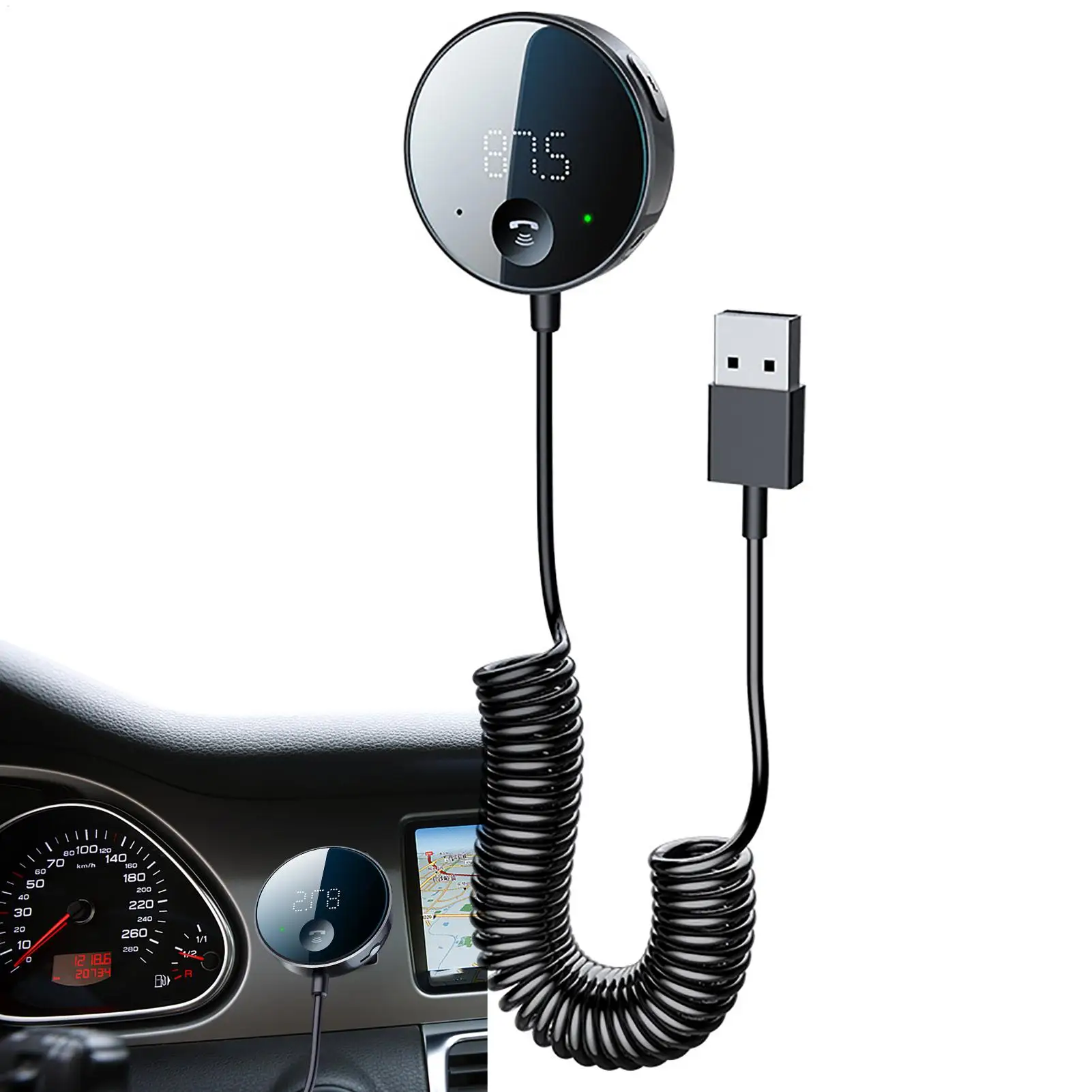 Radio Transmitter for Car BT5.0 Transmitter Receiver Stereo System Portable Vehicle Wireless FM Audio Transmitter Accessories