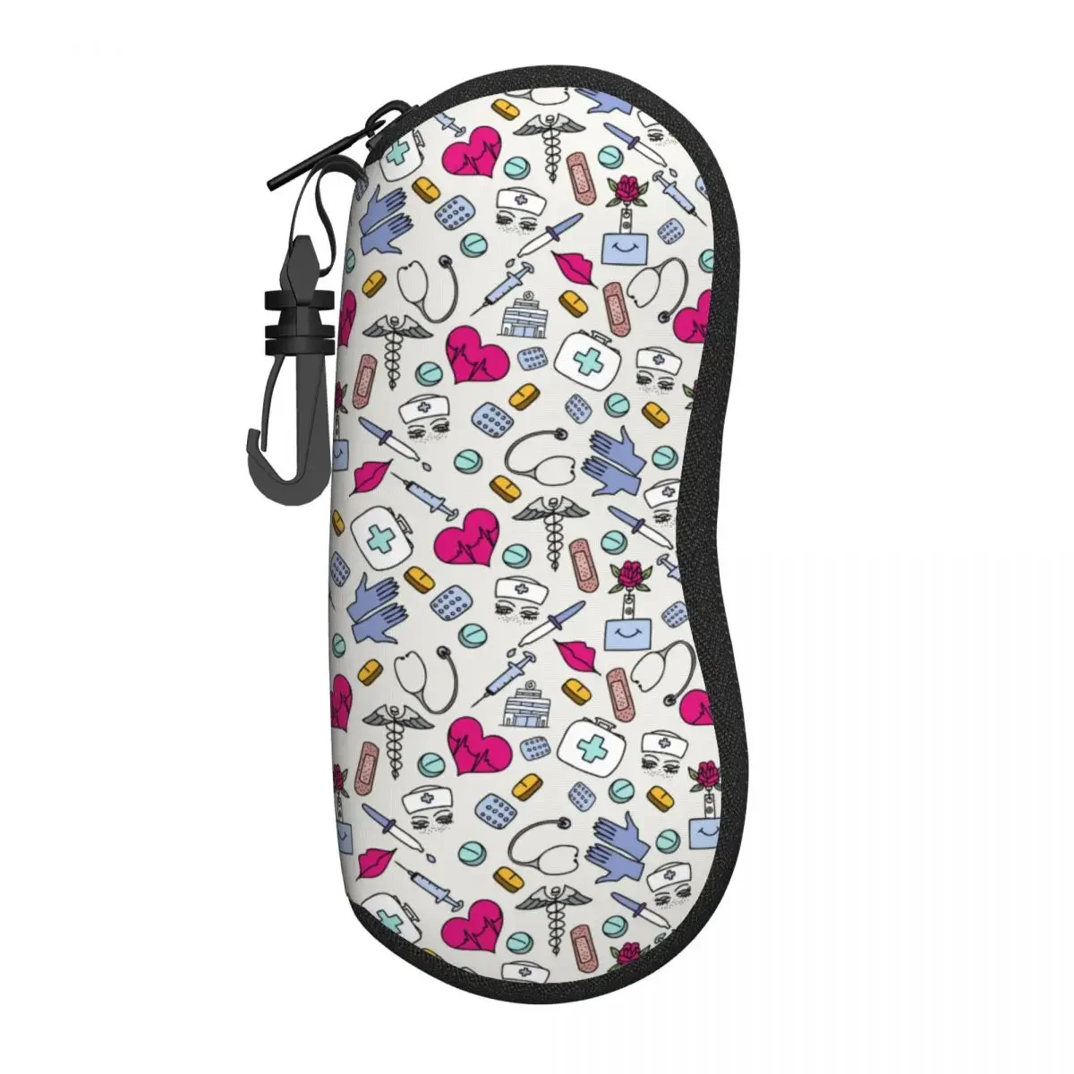 

Custom Cartoon Doctors Nurse Sunglasses Soft Case Neoprene Zipper Nursing Shell Eyeglass Case Protective Box For Glasses