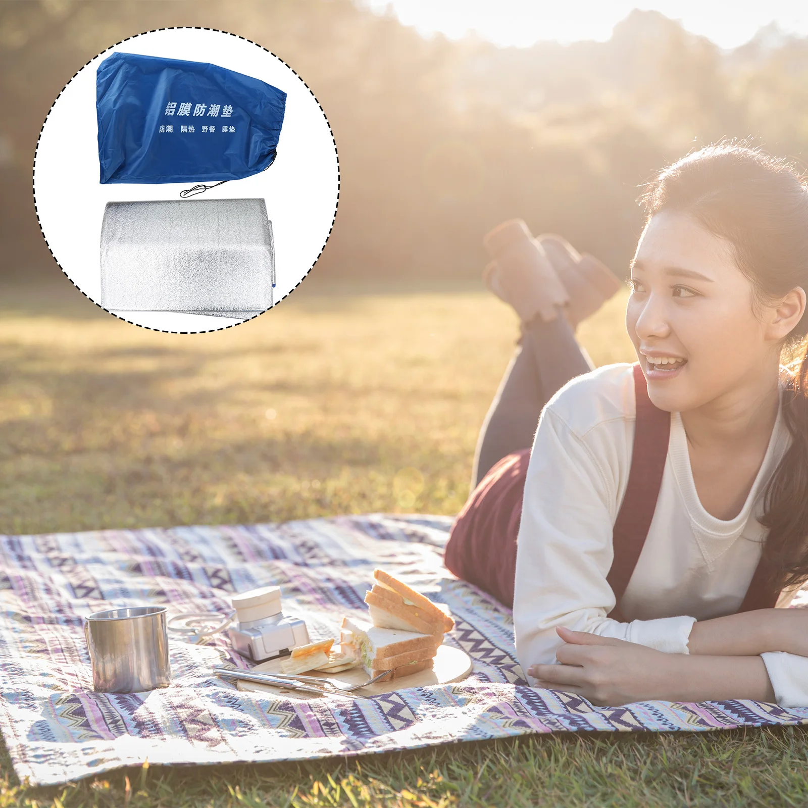 Tapis de Camping Premium 3x3m, 1 pièce, tapis d'extérieur robuste avec couche réfléchissante thermique pour la Protection du sol froid et humide, utilisation toutes saisons