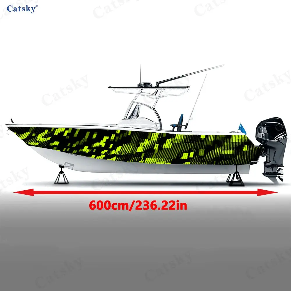 Green Code Matrix Cyber Boat Stickers, PVC Waterproof Durable Vinyl Wrap Decals for Fishing Boats, Durable and Stylish Design