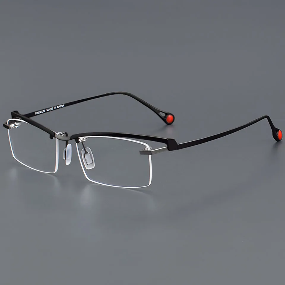 

Men Half Frame Glasses Frame Made Of Pure Titanium Ultra Light Eyebrow Frame Women's Fashionable Optical Progressive Multi Focus