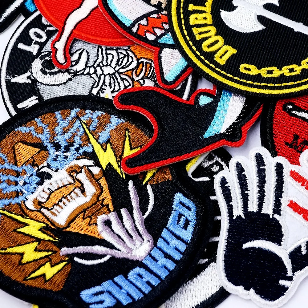 Imagem -02 - Tubarão Mão Coração Patches Pano Apliques Bordados Roupas de Costura Acessórios Vestuário Suprimentos Patch Decoração 50 Pcs por Lote