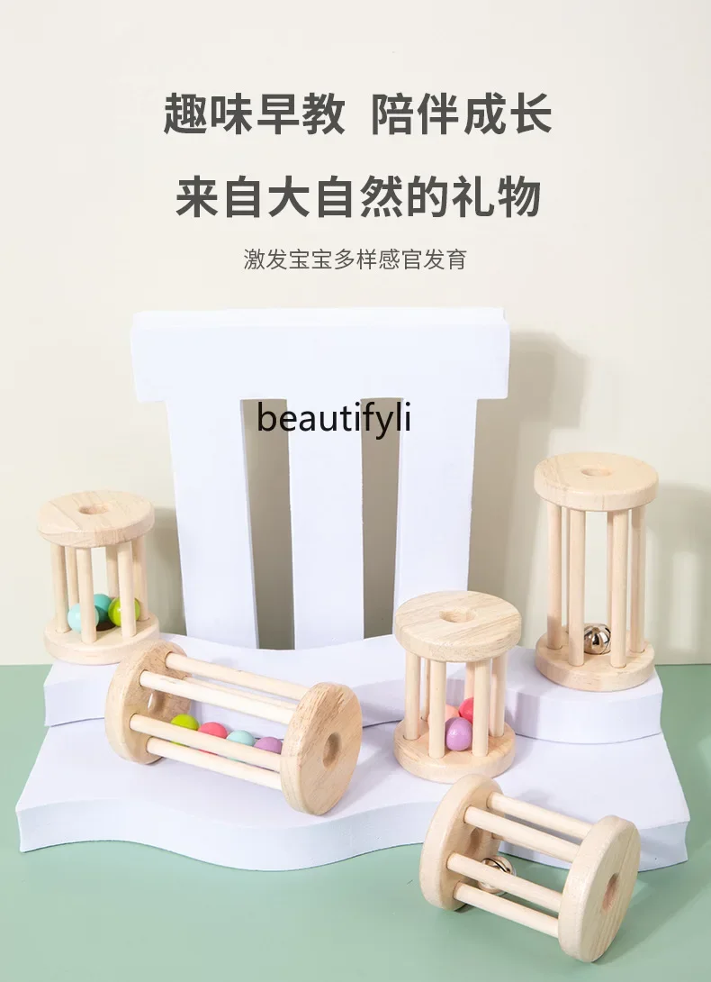 Toy wooden cage rattle 1-3 years old baby early education puzzle grasp bell game gift