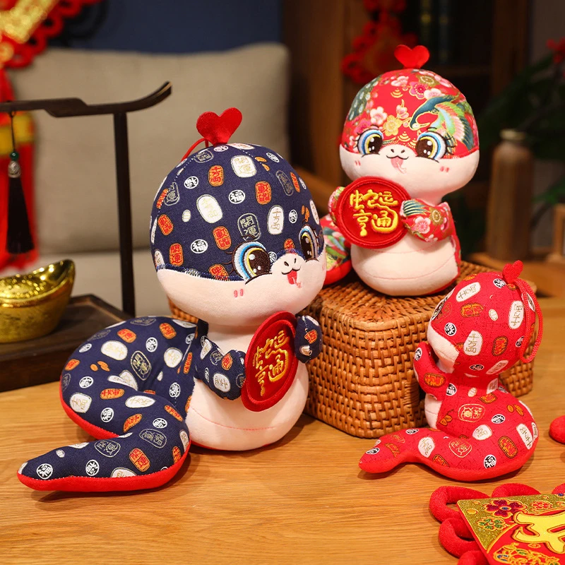 1Pcs 12/15/20/25cm Snake Year Mascot Huabu Kaiyun Snake Doll Plush Toy Zodiac Snake Chinese Ornament New Year Gift Accessories