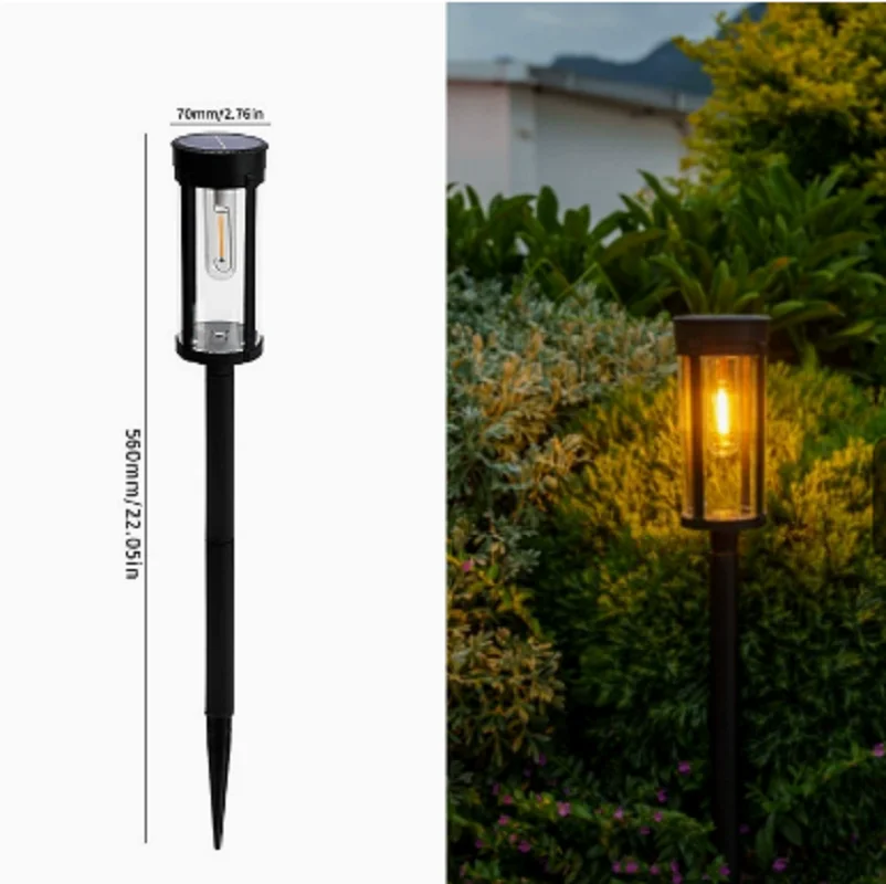 4/6Pcs Retro Solar Pathway Warm Lights Outdoor Waterproof Garden Incandescent Bulb for Walkway Yard Backyard Landscape Decor