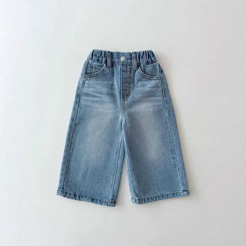 2026 Summer New Girls Jeans Children Casual Pants Fashion Kids Denim Trousers Toddler Girl Wide-leg Pants Baby Clothes