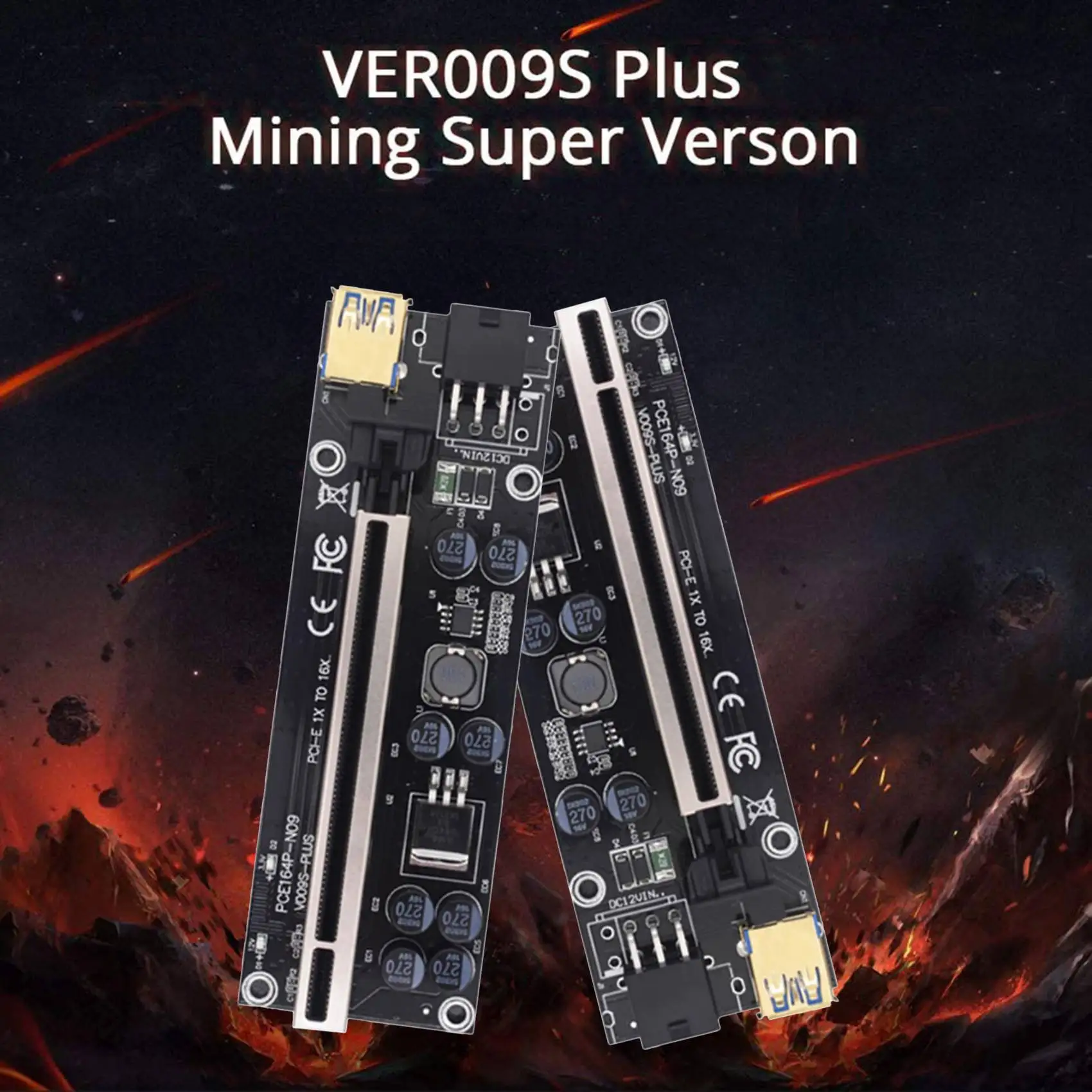 009S Plus Riser Card VER009S PCIE PCI-E PCI Express X16 GPU 6In Adapter Card 1X 16X Extender USB 3.0 Cable