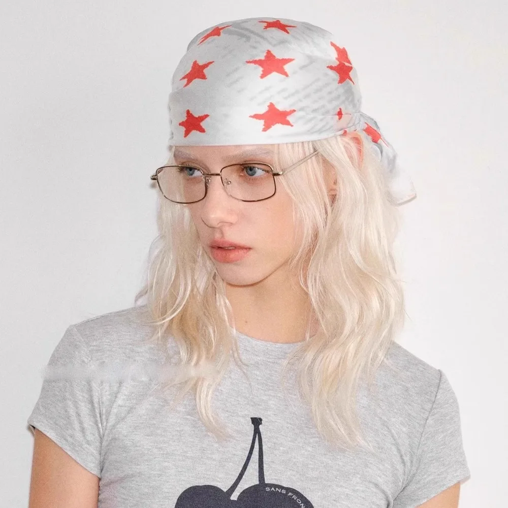 

Retro Sweet Leopard Print Headscarf All-match Star Y2k Print Turban Headband Chest Scarf Punk Bandana Beach