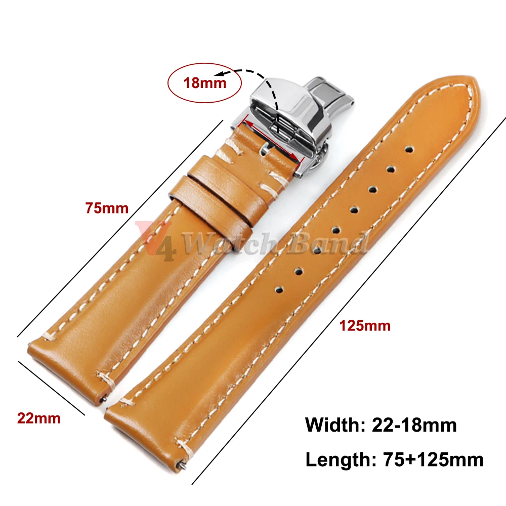 Genuine Oil Wax Leather Watch Strap 20mm 22mm 24mm Bands Quick Release Vintage Yellow Watchband Wristband Men Women Accessories