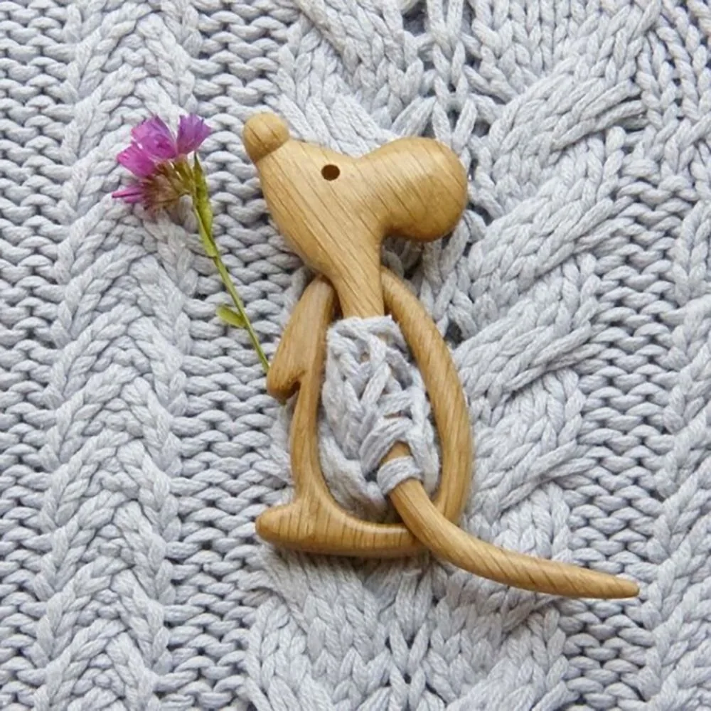 Girl Gifts Niche Design Lovely Bear Flower Bird Dog Animal Fashion Jewelry Wooden Brooch Women Brooch Clothing Accessory