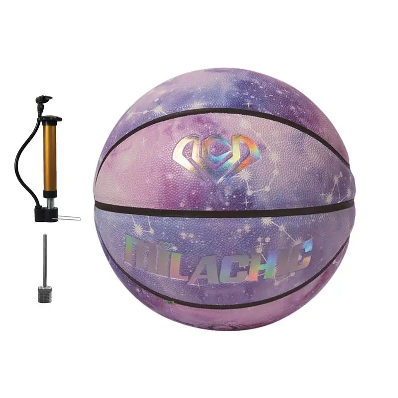 

Holographics Basketball Reflective Self-Lighting Holographics Basketball Street Composite PU Leather Basketballs Size 7 Indoor