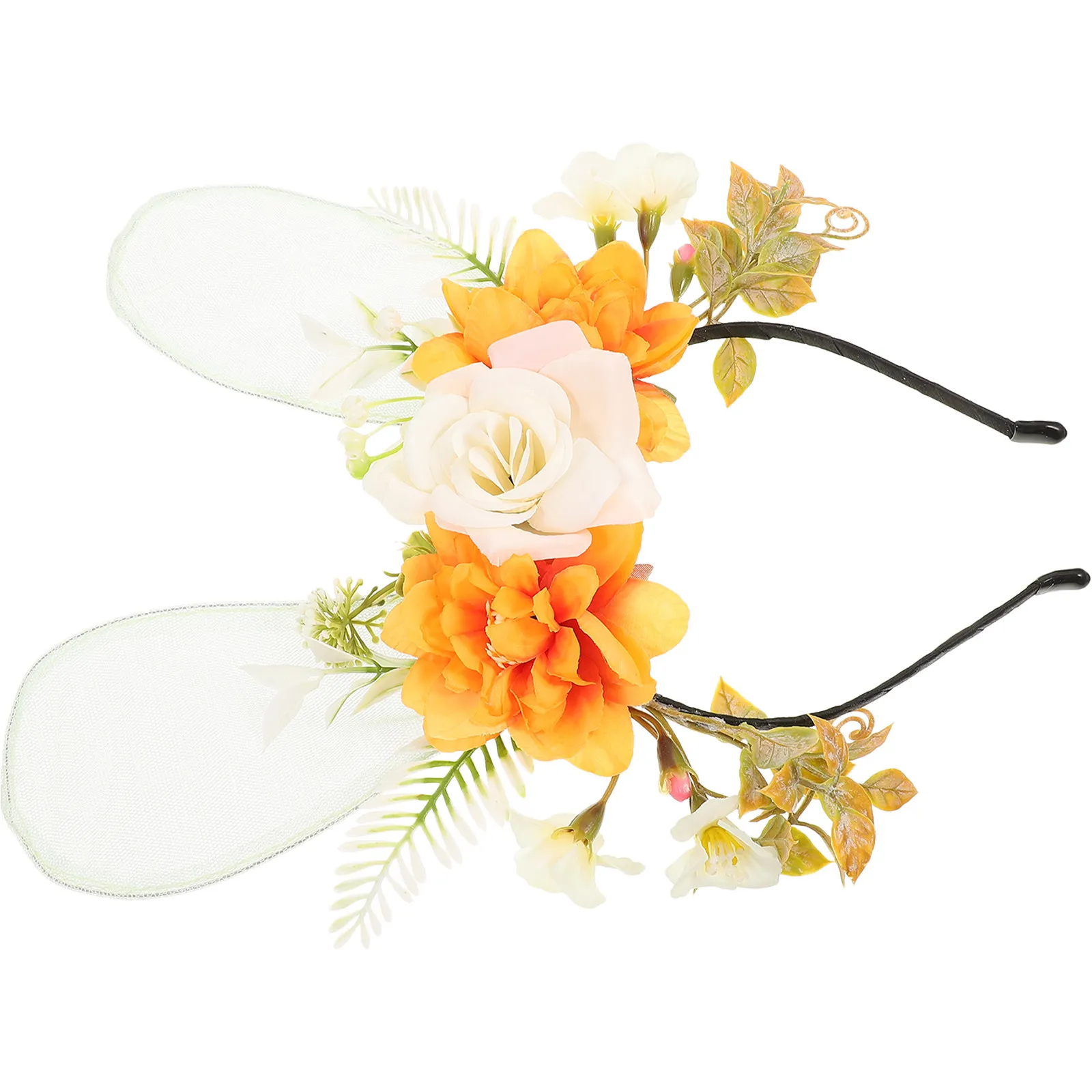 

Flower Rabbit Ear Headband for Little Girl Cute Floral Animal Ear Headband Decorative Hair Accessory Birthday Party Cosplay