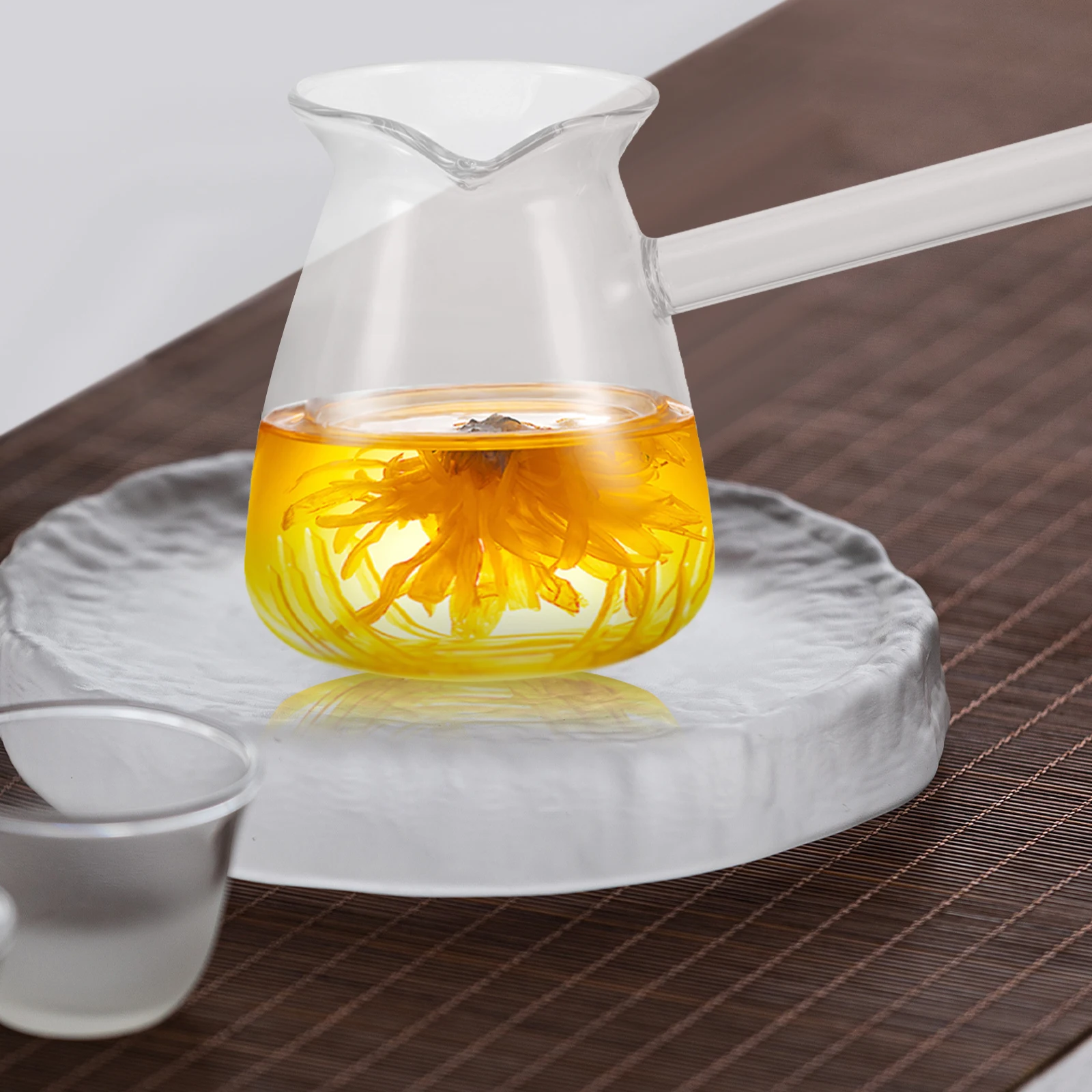 

450Ml Transparent Glass Pan Borosilicate Material Small Cooking Pot Handle Non Deform Small Pot Glass Pan with Handle