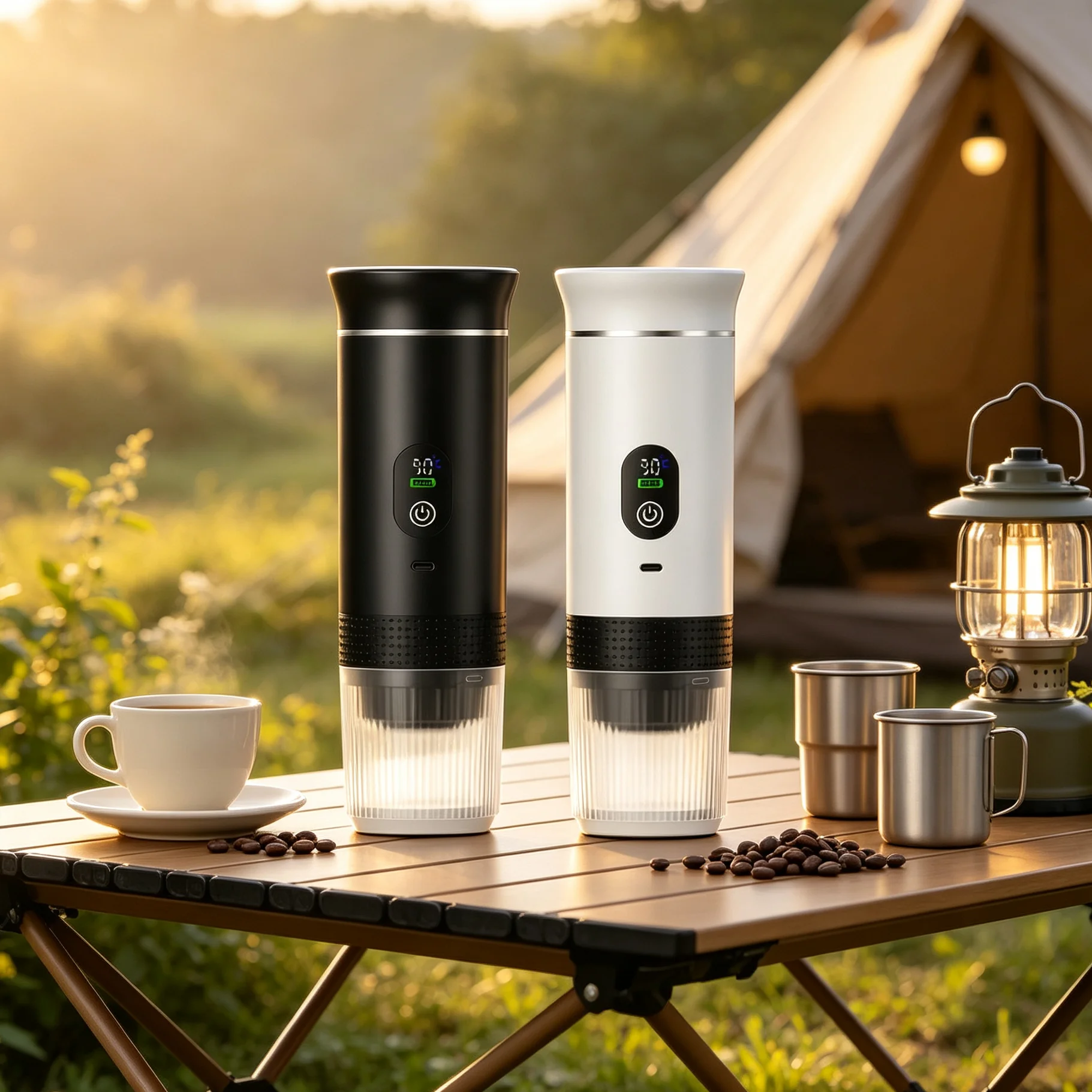 Image of Elektrische Espressomaschine, Kapselmaschine, Tragbare Mini-Kaffeemaschine, Kompatibel mit Kaffeekapseln/Kaffeepulver, Sofortige Erwärmung für Auto, Outdoor, Schwarz