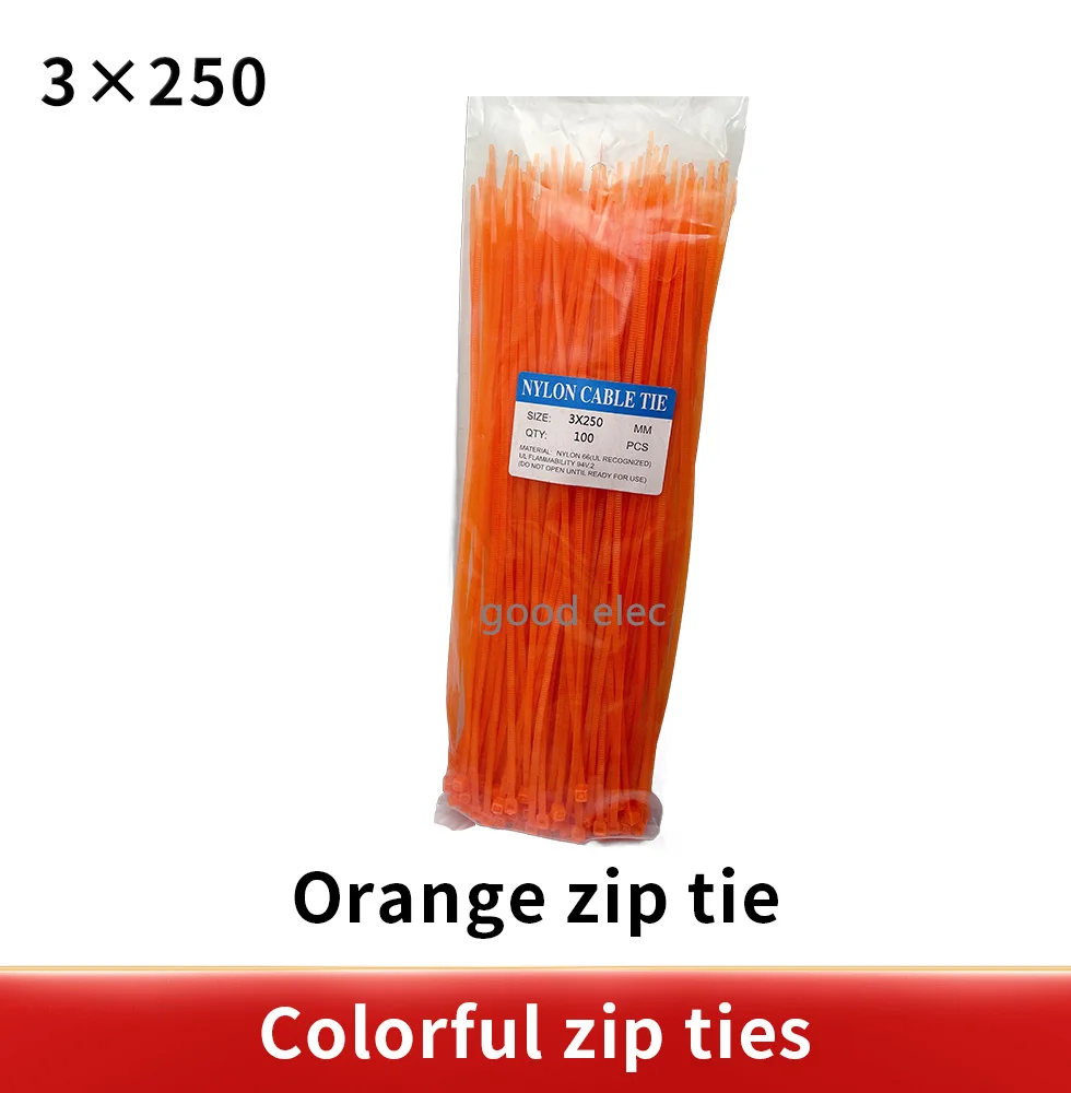 100pcs  3* 250mm Self-locking nylon cable ties color optional / plastic cable straps o